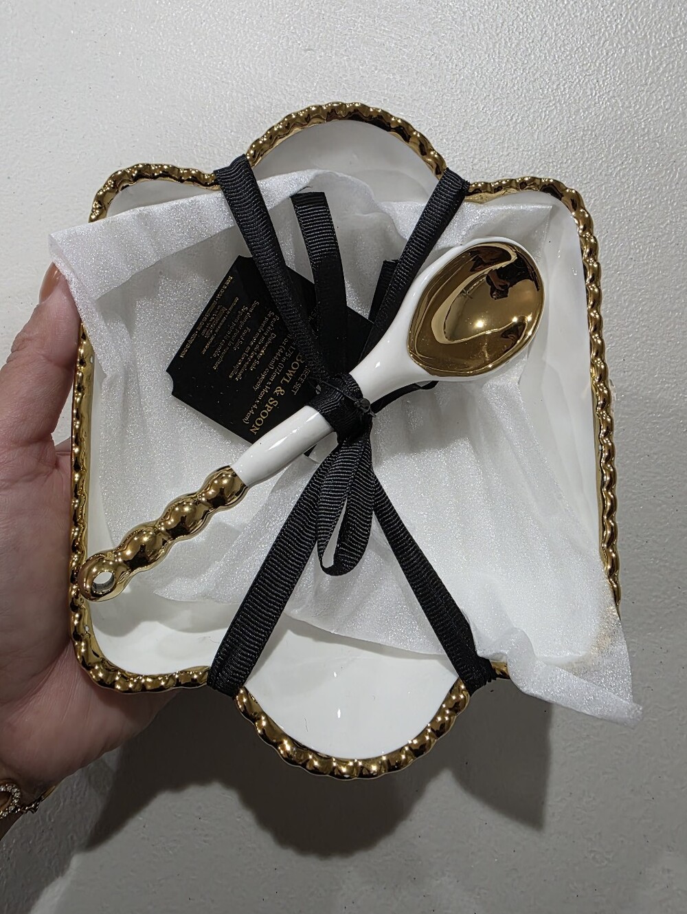Gold and White Decorative Serving Spoon Set - Elegant Home Accent